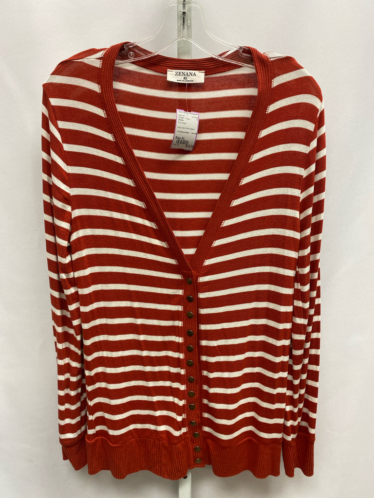 Zenana Size XL Rust Stripe Cardigan