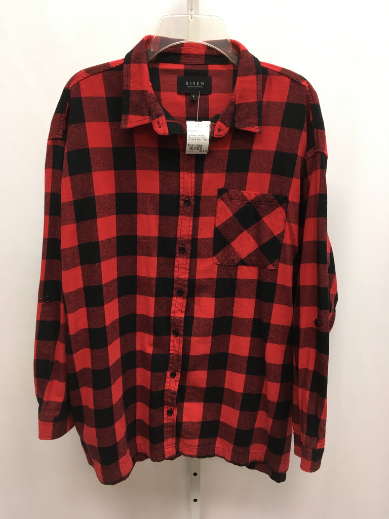 Size Large Red/Black Long Sleeve Top