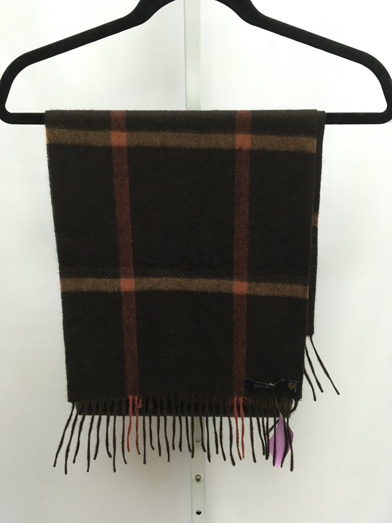 Club Room Brown Plaid Cashmere Scarf