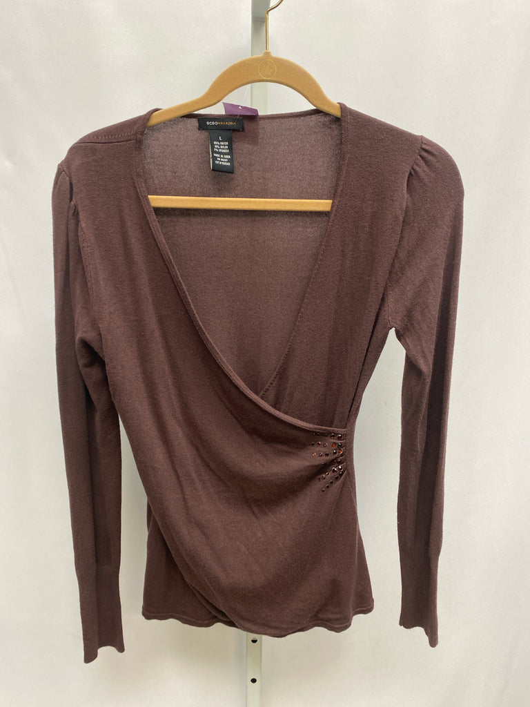 BCBGmaxazaria Size Large Brown Long Sleeve Top