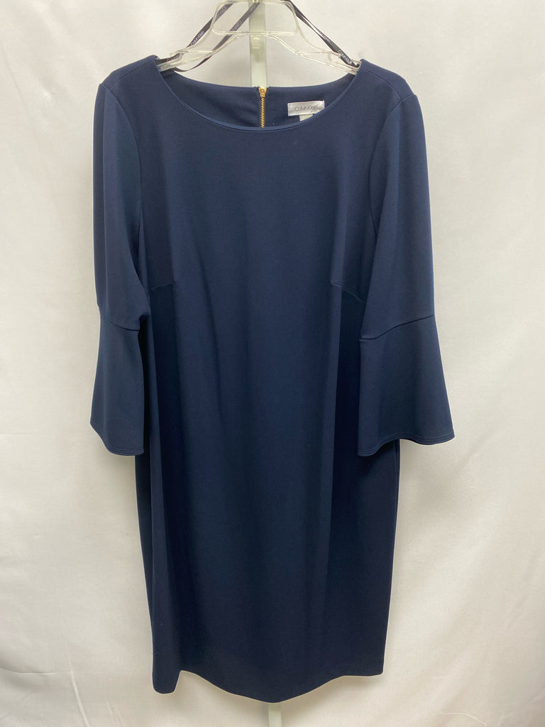 Size 14W Calvin Klein Navy Long Sleeve Dress