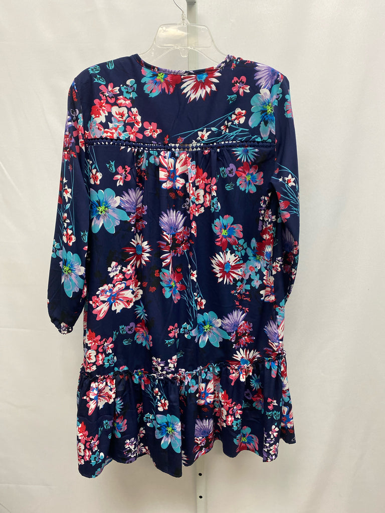 Philosophy Size Medium Navy Floral Long Sleeve Dress