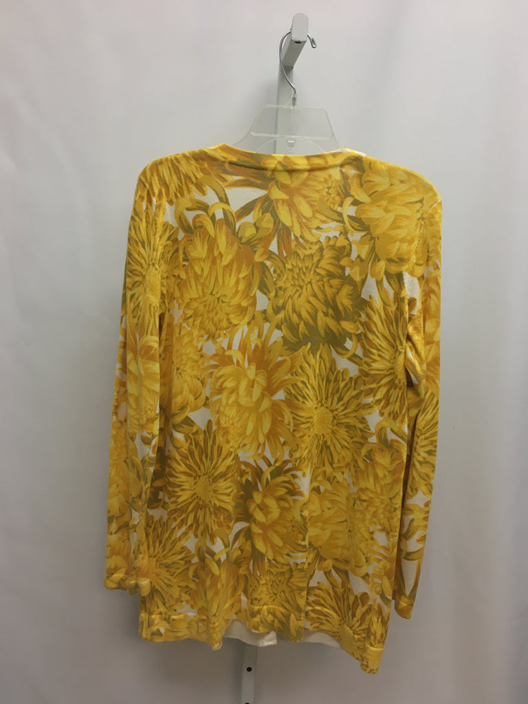 Isaacmizrahilive Size Medium Yellow Floral Cardigan