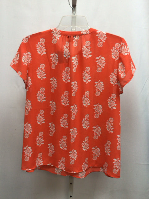 Ann Taylor Size LP Orange/White Short Sleeve Top