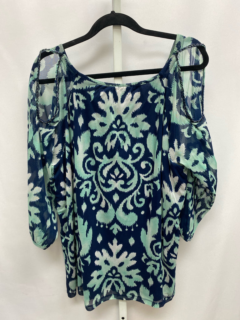 Inc Size 2X Blue Print Cold Shoulder