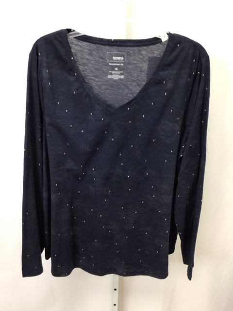 Sonoma Size 1X Blue Long Sleeve Top