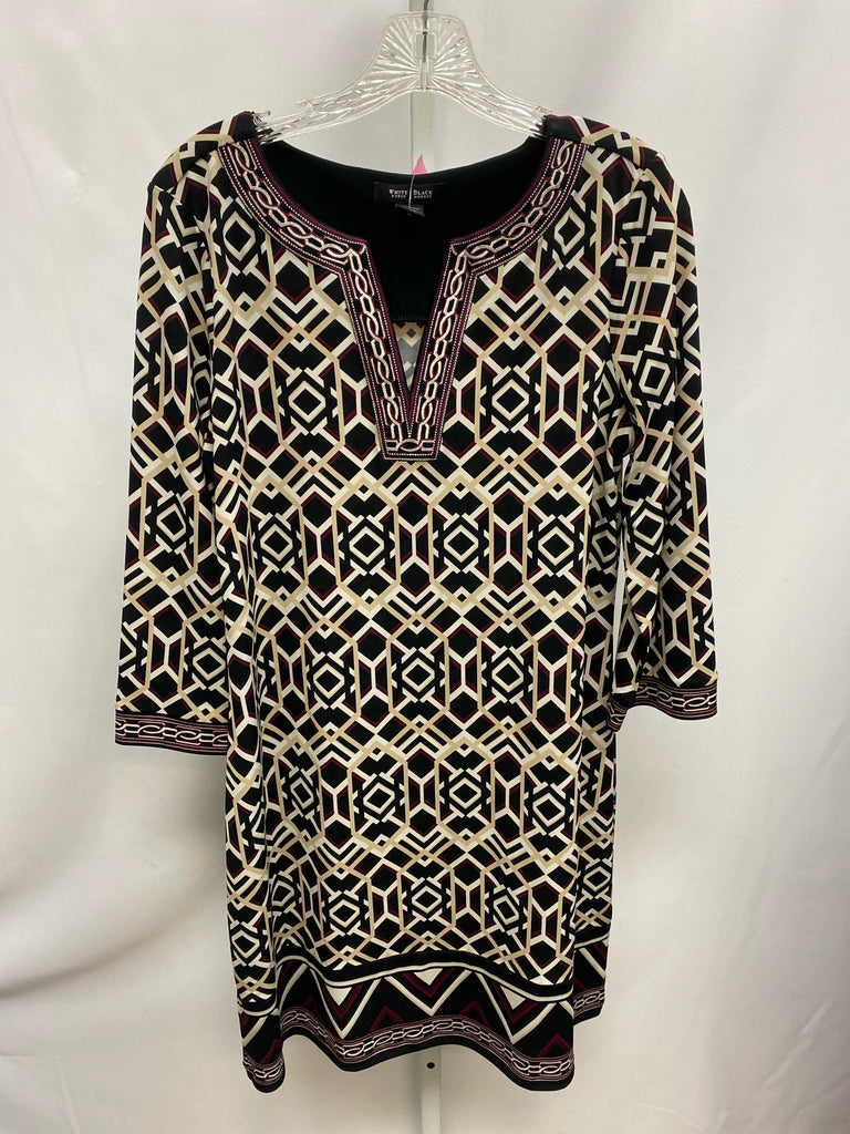 Size Large WHBM Black Print 3/4 Sleeve Dress