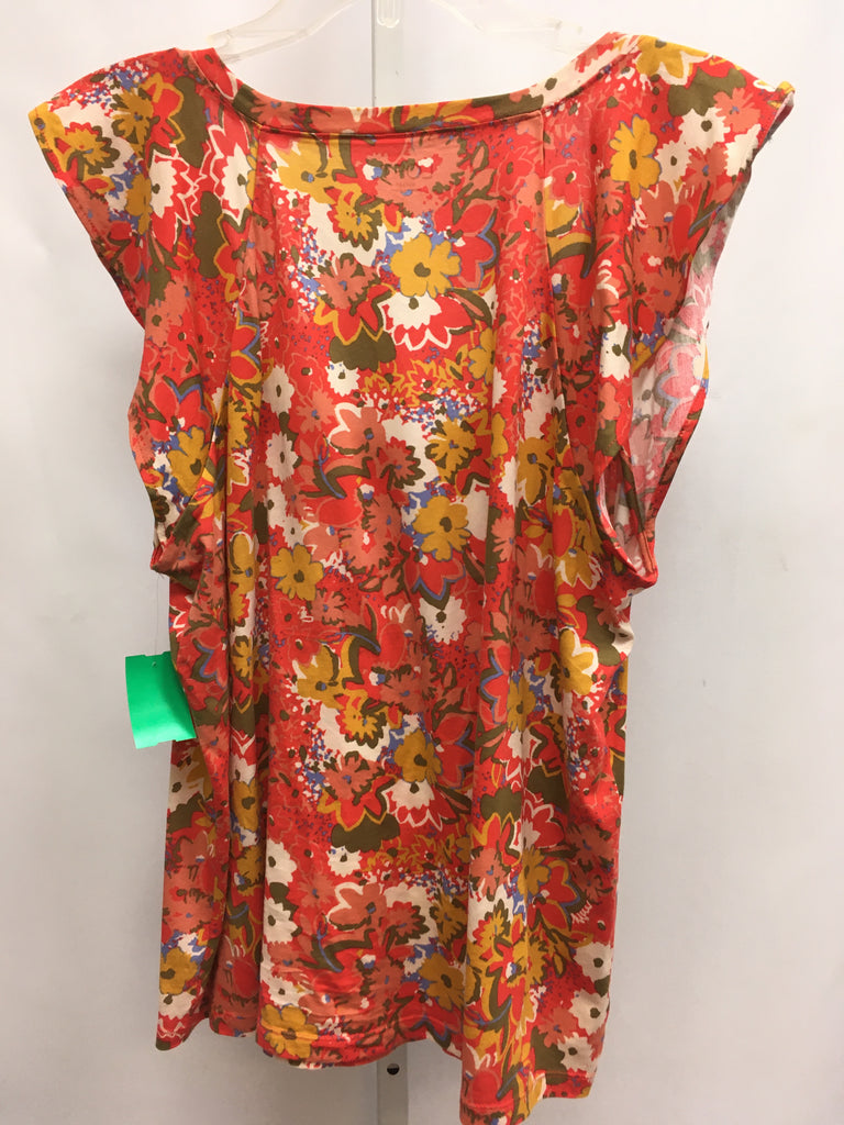 LOFT Size Large Red Floral Sleeveless Top