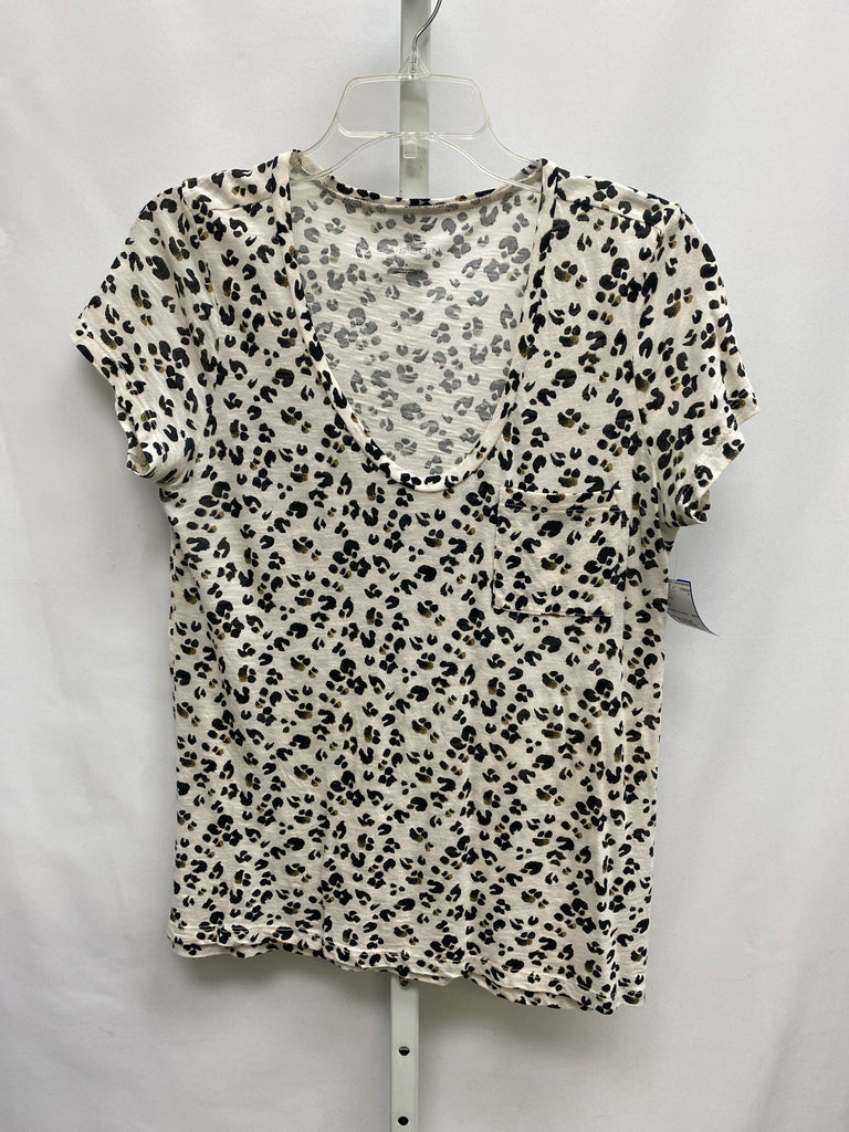 Caslon Size Small White Print Short Sleeve Top