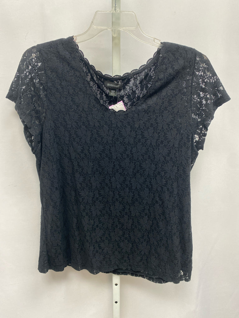 Avenue Size 22/24 Black Short Sleeve Top