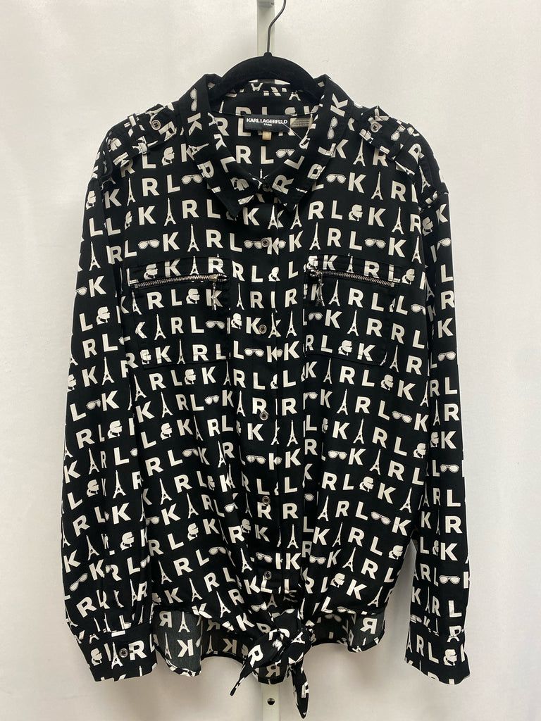 Karl Lagerfeld Size XL Black/White Long Sleeve Top