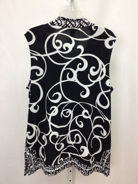 Style & Co. Size XL Black/White Sleeveless Tunic