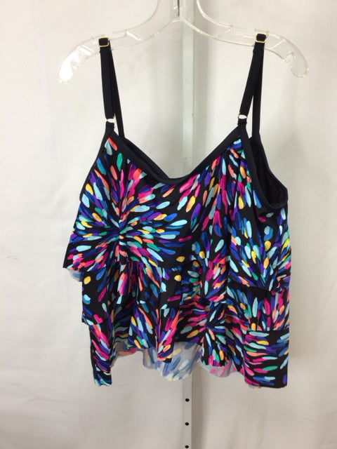 Size 20W Black/Multi Swimsuit Top Only