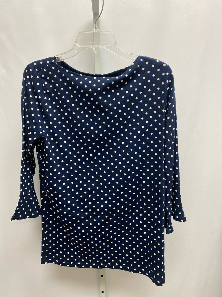 lauren Size 1X Navy Print 3/4 Sleeve Top