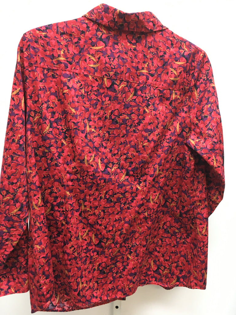 Coldwater Creek Size 18 Red Print Long Sleeve Top