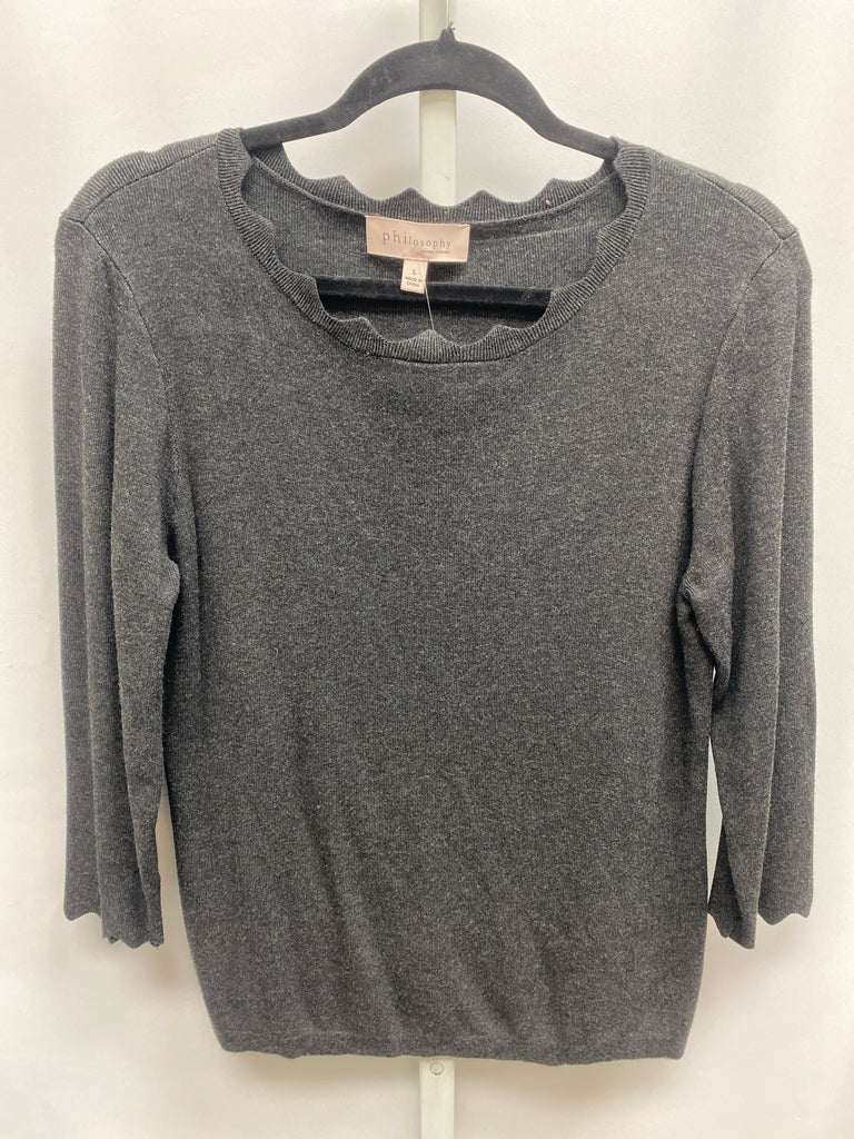 Philosophy Size Large Charcoal 3/4 Sleeve Top