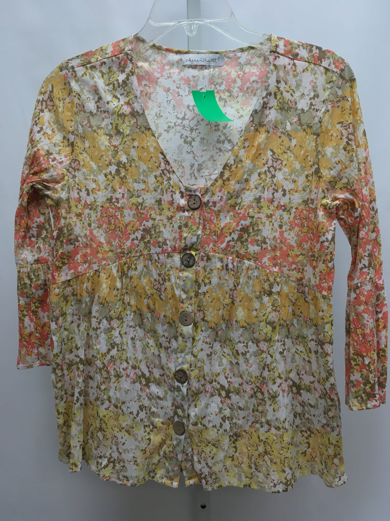 Size Small yellow/pink 3/4 Sleeve Top