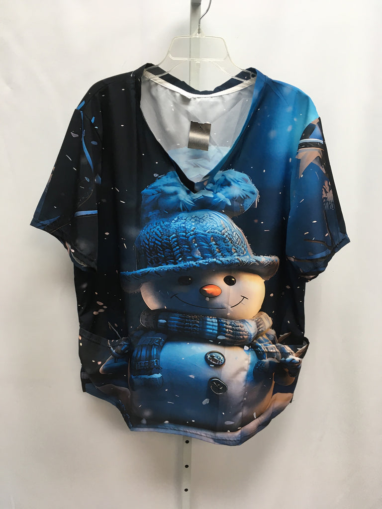 Size XL Blue Print Holiday Themed Top