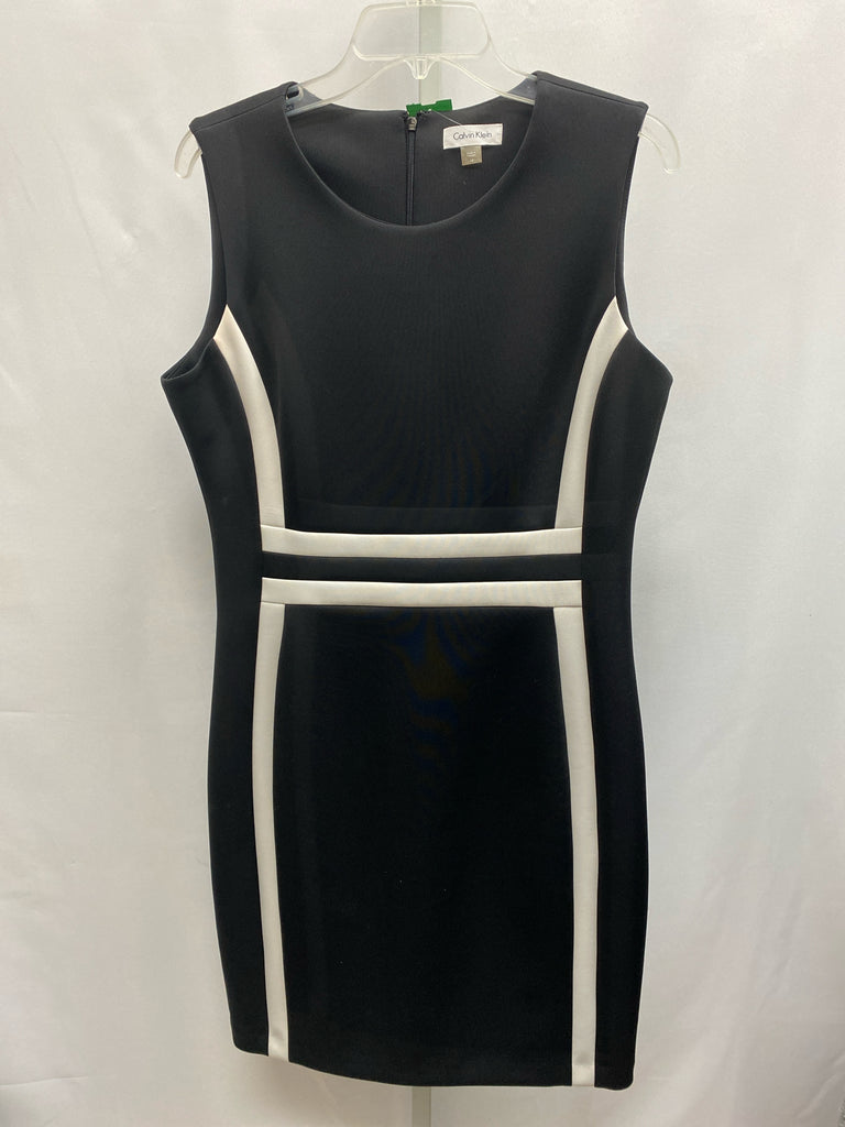 Size 14 Calvin Klein Black Print Sleeveless Dress