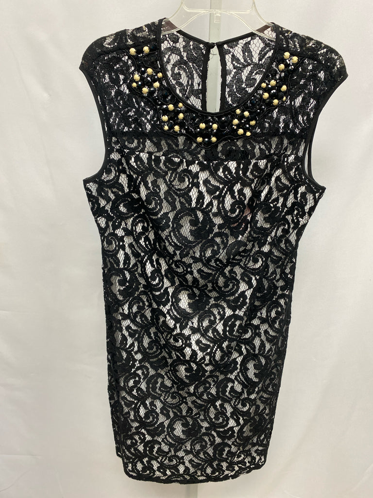 Size 12 adrianna papell Black Lace Short Sleeve Dress