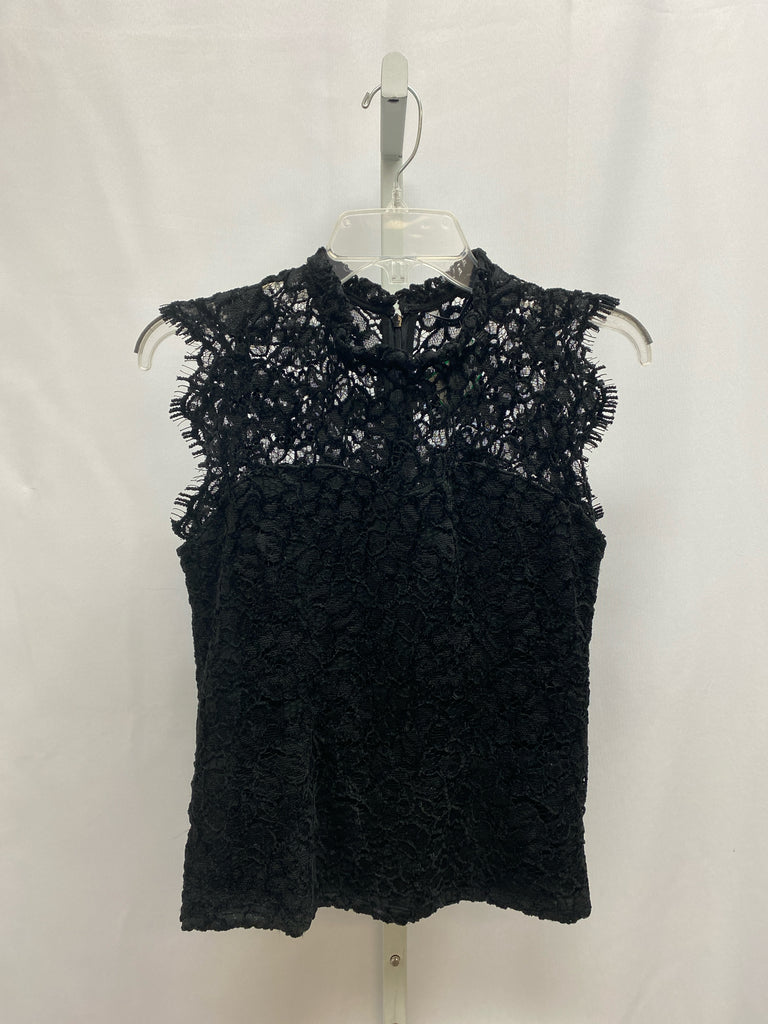 WHBM Size 0 Black Lace Short Sleeve Top