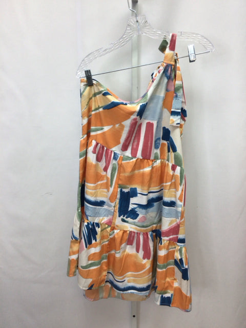 Size Medium Shein Orange Print Sleeveless Dress