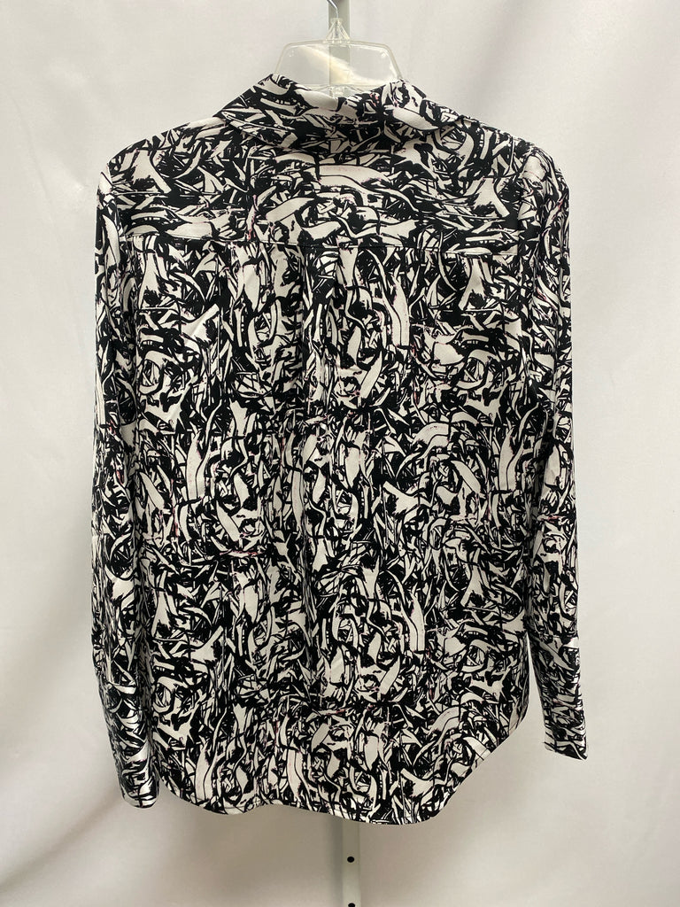 Halogen Size Small White Print Long Sleeve Top