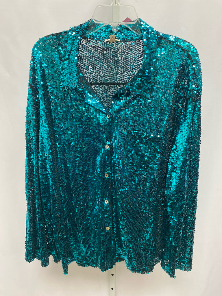 POL Size Large Emerald Long Sleeve Top