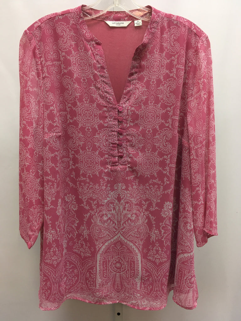 Liz Claiborne Size Medium Pink/White 3/4 Sleeve Top