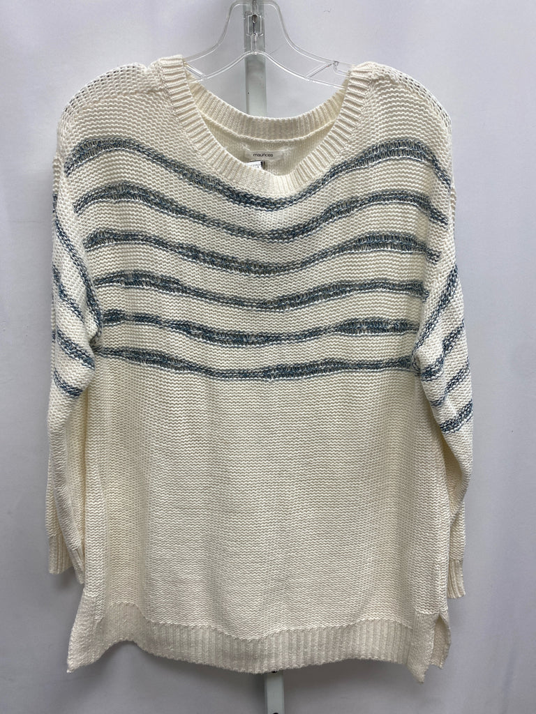 Maurices Size XL Cream Stripe Long Sleeve Sweater