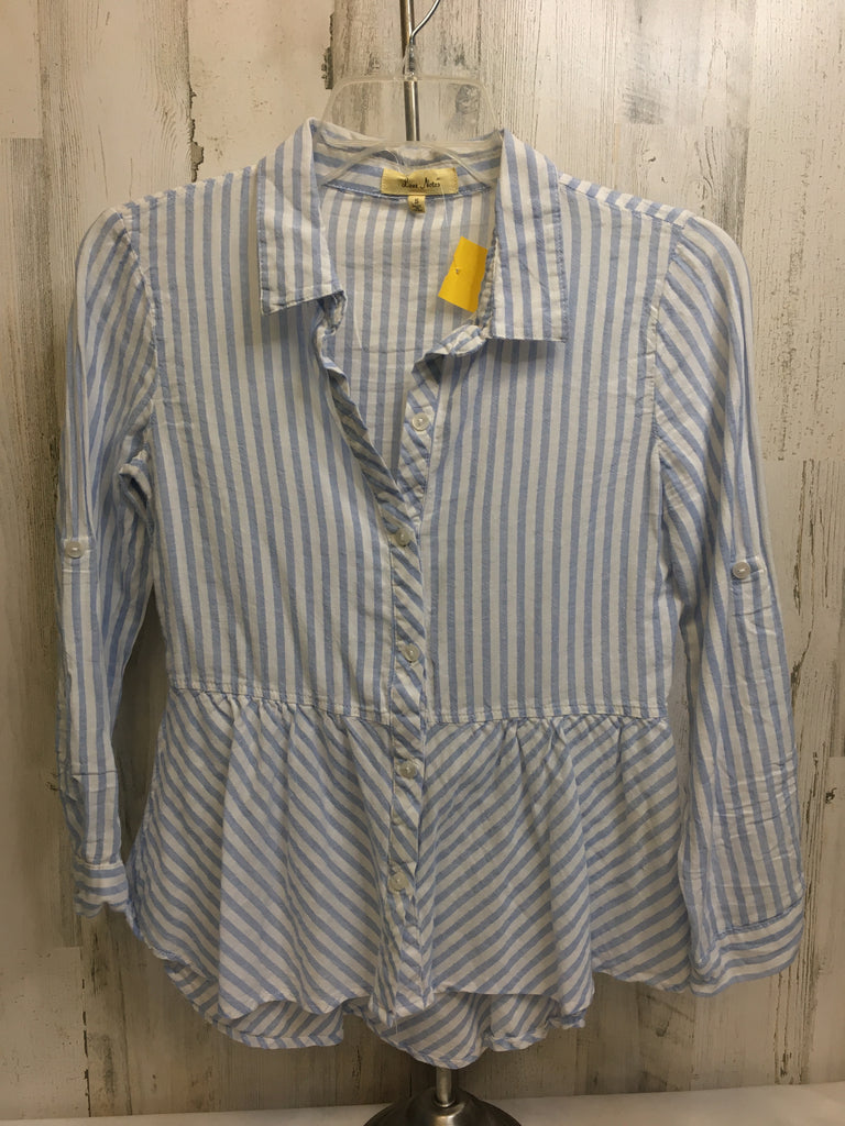 Love Notes Size Small Blue Stripe 3/4 Sleeve Top