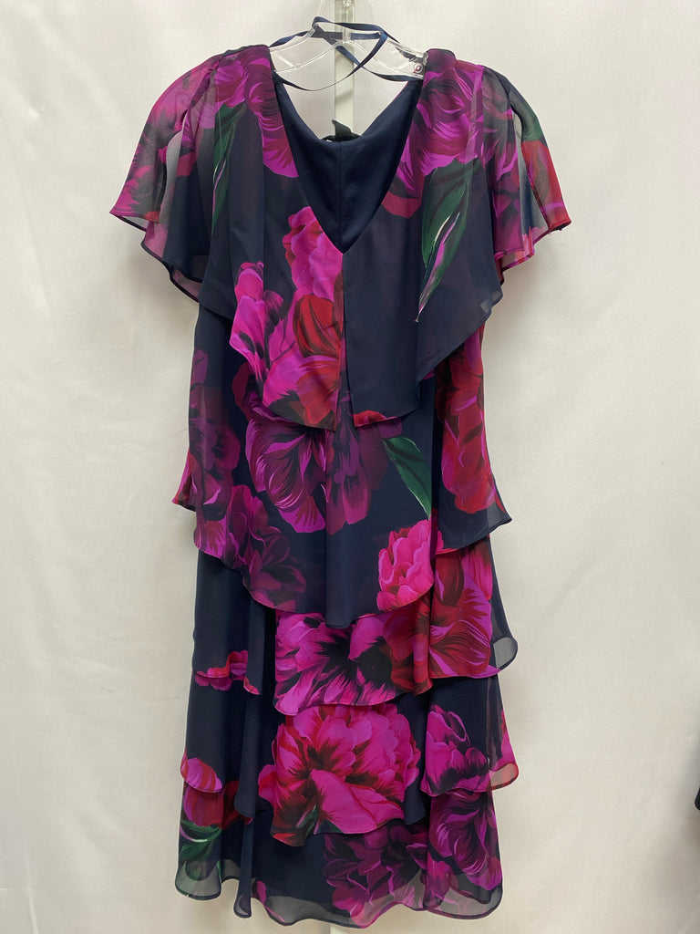 Size 16 SLNY Navy Floral Short Sleeve Dress