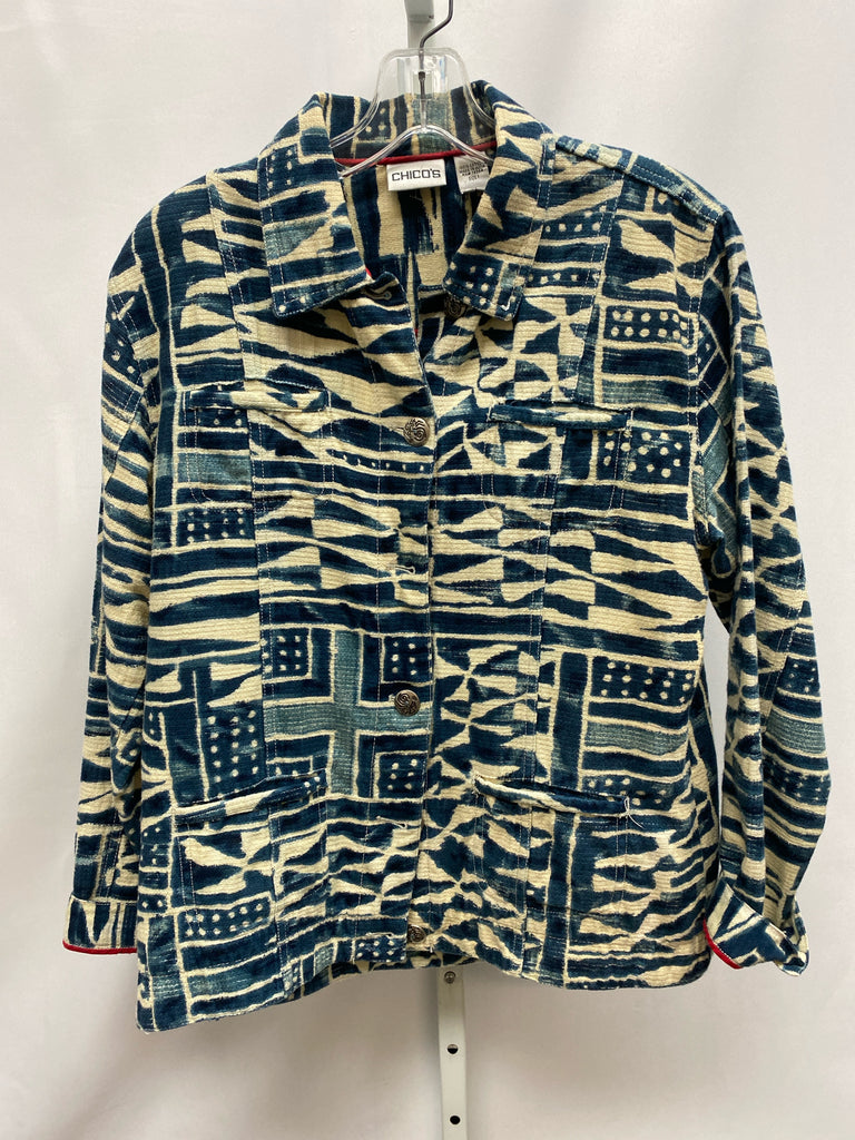 Chico's Size Chico's 1 (Medium) Blue Print Jacket/Top