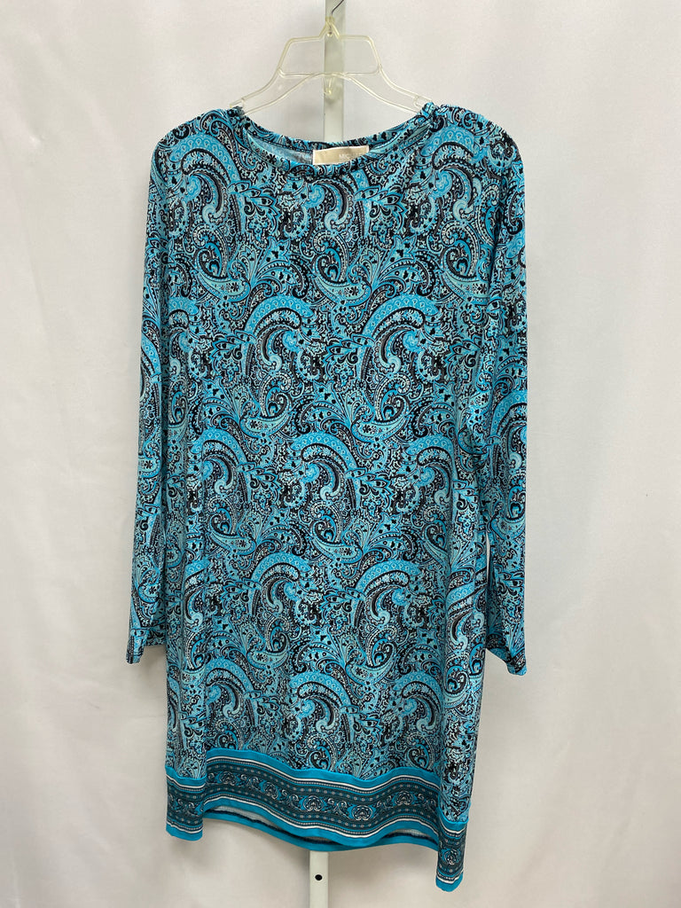 Size Large Michael Kors Blue Paisley Long Sleeve Dress