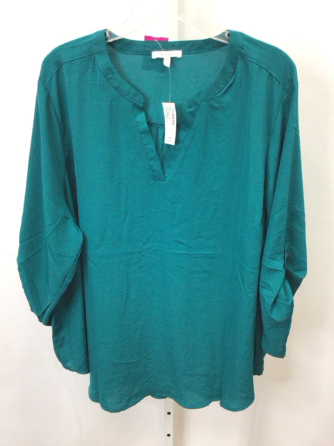 Maurices Size 2X Teal 3/4 Sleeve Top