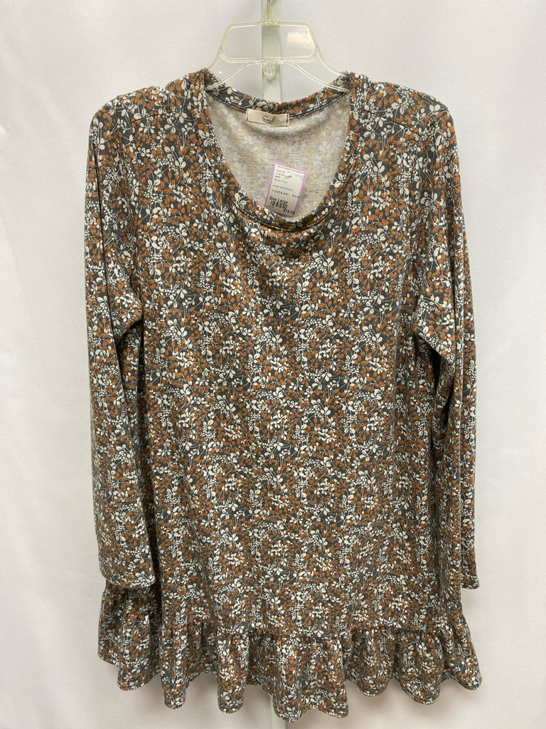 easel Size Large Brown Floral Long Sleeve Tunic