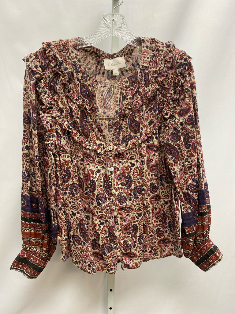 Cleobella Size Medium Purple Print Long Sleeve Top