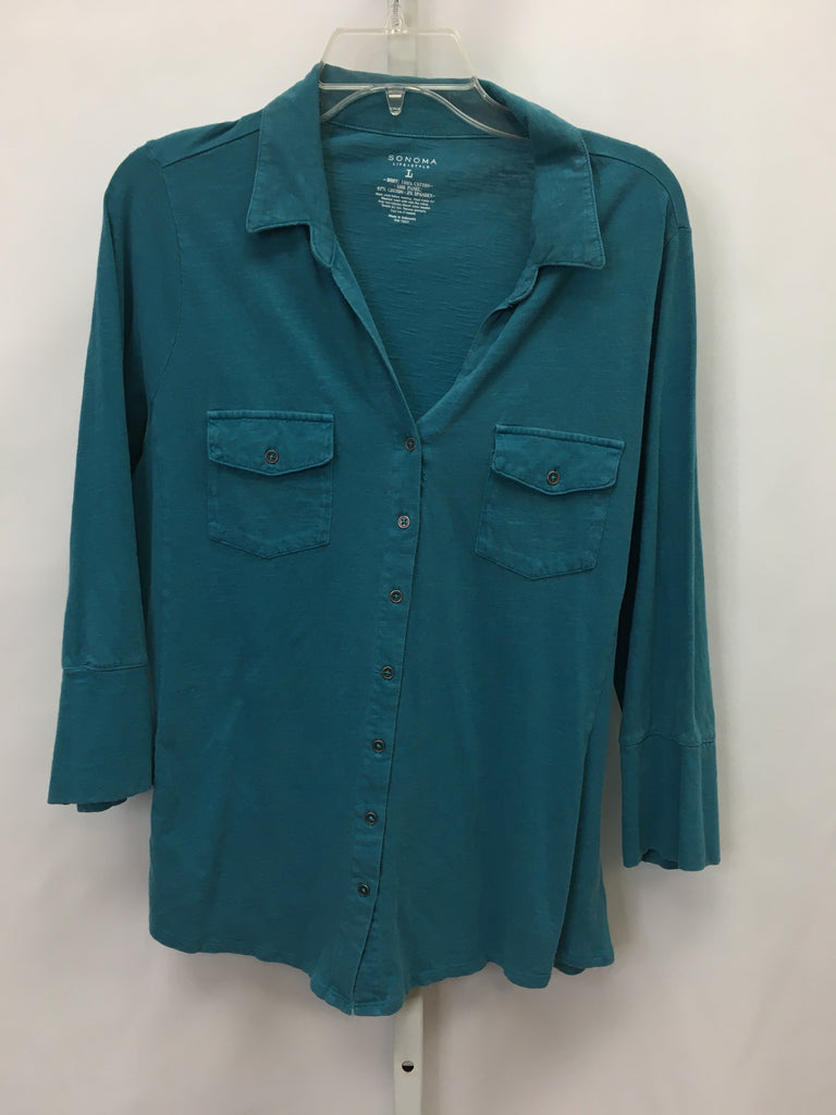 Sonoma Size Large Teal 3/4 Sleeve Top