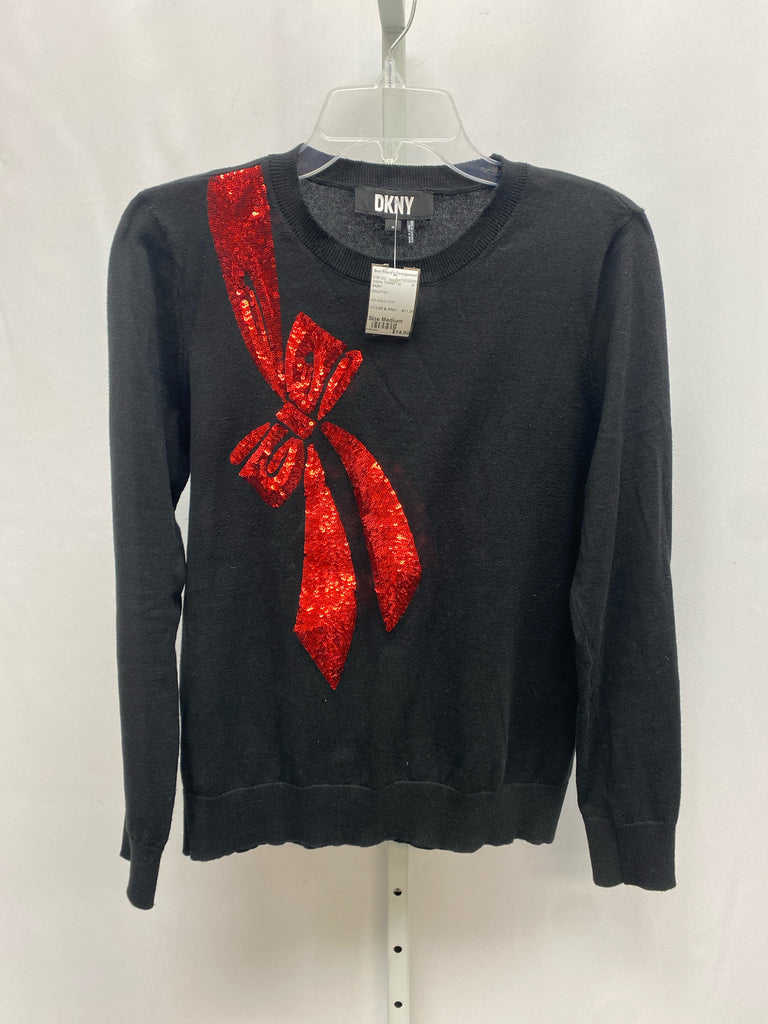 DKNY Size Medium Black/Red Holiday Themed Top