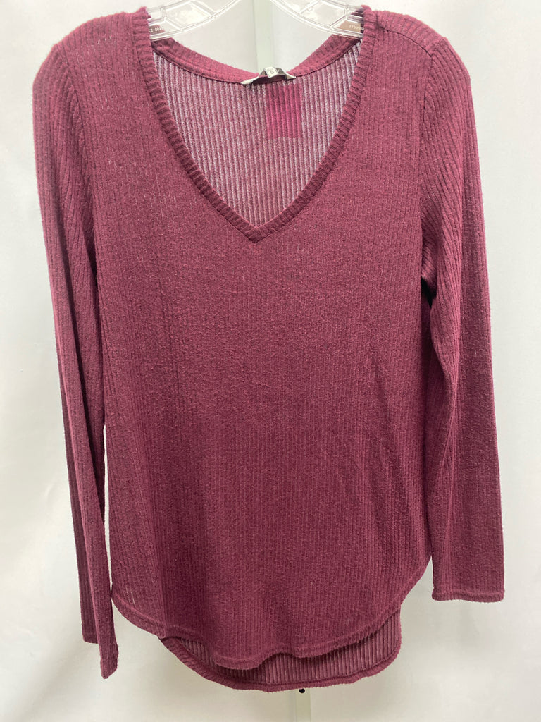 BKE Size Small Burgundy Long Sleeve Top