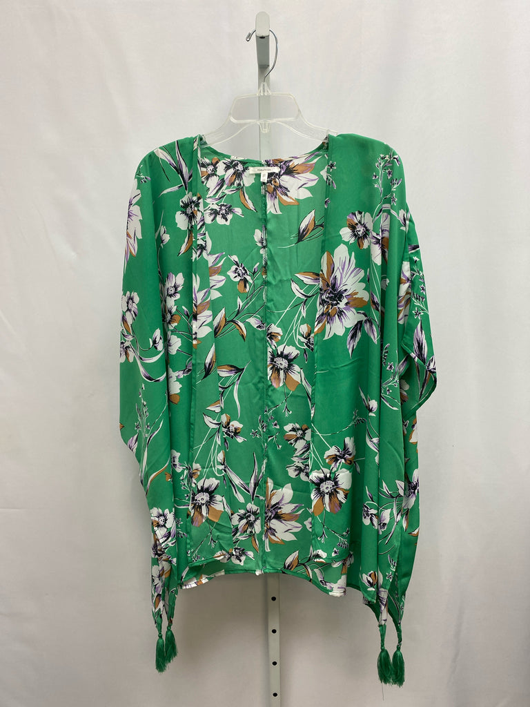 Maurices Size One Size Green Floral Cardigan