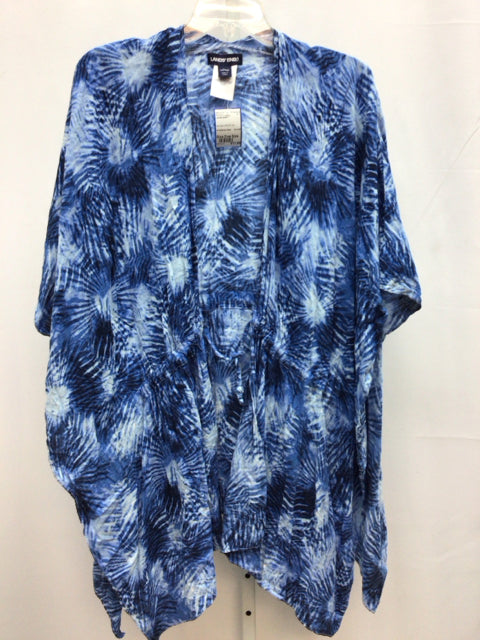 Lands End Size One Size Blue/White Poncho