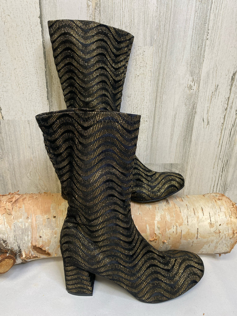 Chic Size 42 (11.5) Black/Gold Boots