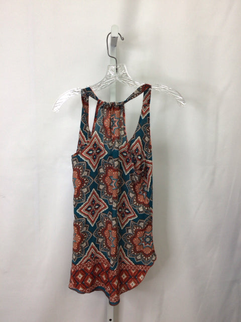 pop Size Small Teal Print Sleeveless Top