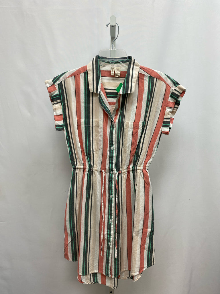 Size Small Japna Cream Stripe Short Sleeve Dress