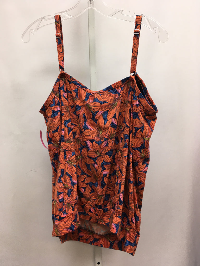 Size 18 Lands End Coral Floral Swimsuit Top Only