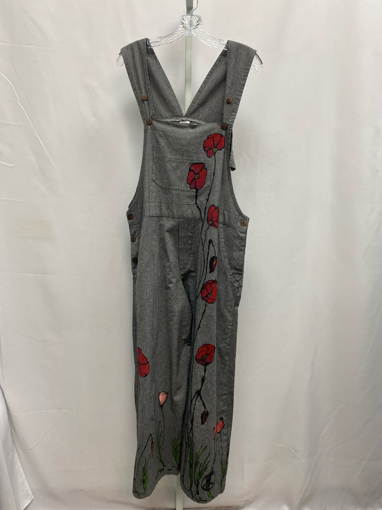 Size Large Gray floral Overalls