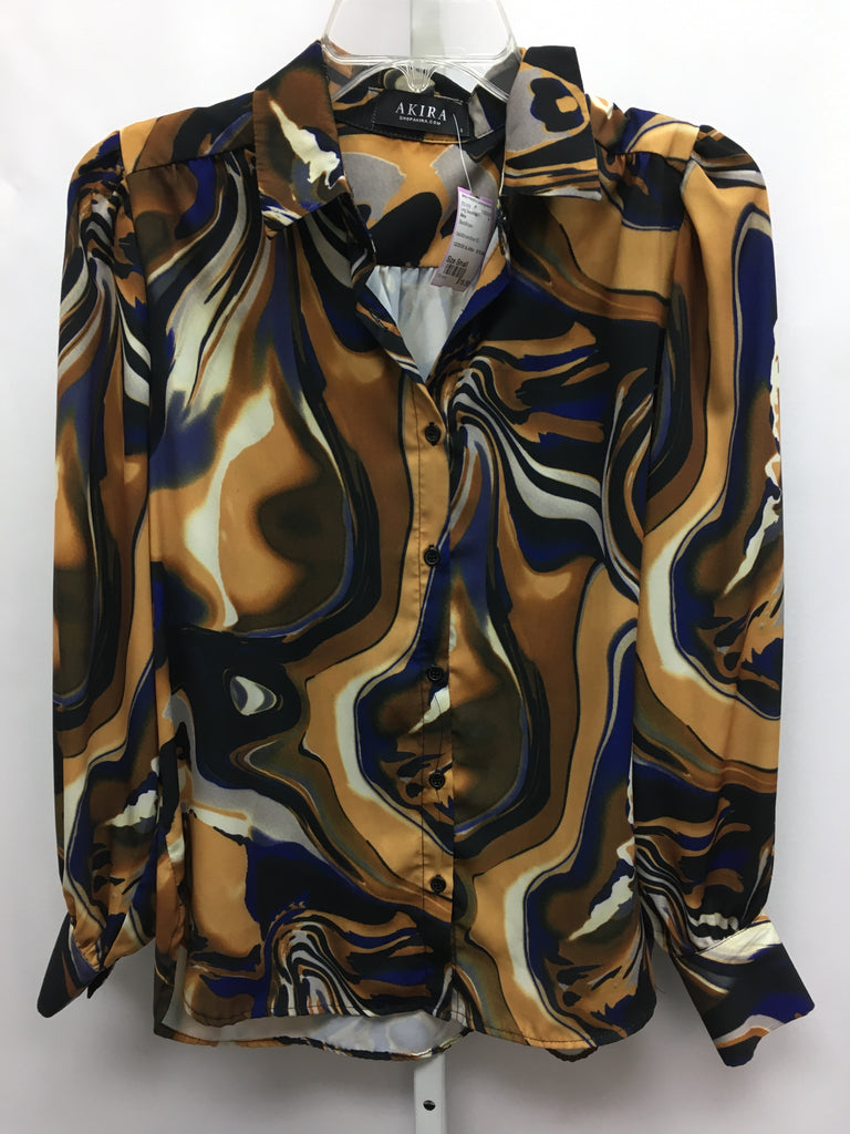 Akira Size Small Black/Brown Long Sleeve Top