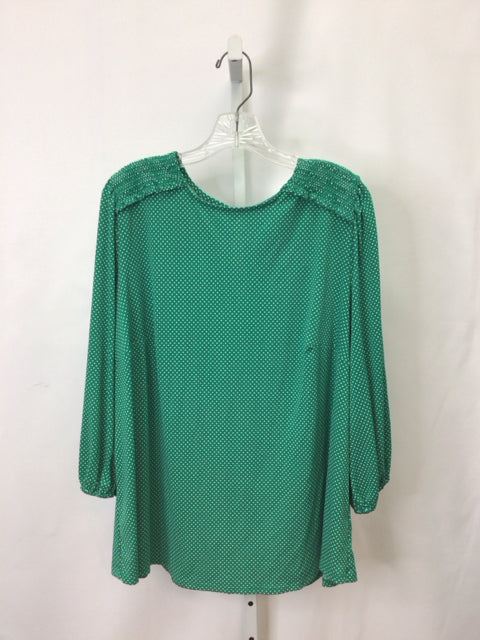 adrianna papell Size 2X Green/White 3/4 Sleeve Top