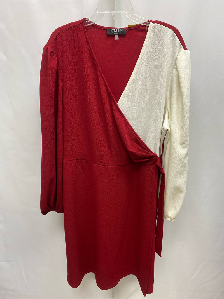 Kasper Size XXL Red Long Sleeve Dress